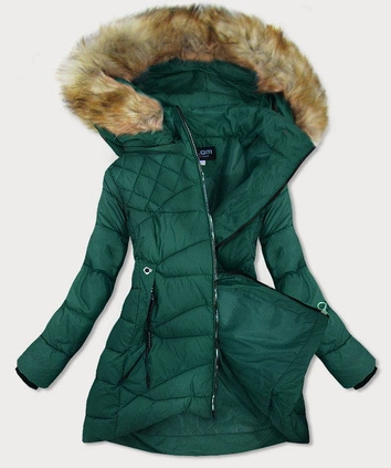 PIKOWANA KURTKA DAMSKA Z KAPTUREM ZIELONA (808BIG)