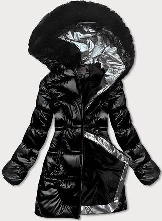 METALICZNA KURTKA ZIMOWA DAMSKA CZARNA (B9731-1)