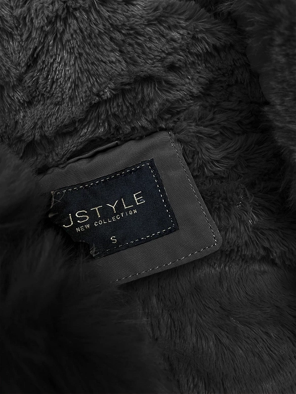 Krótka parka zimowa na futerku czarna (16M9062-392)