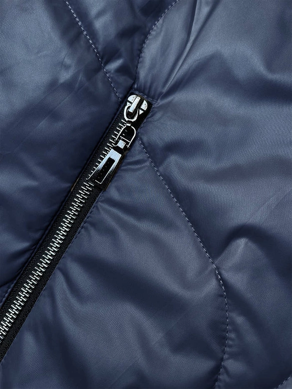 Damska kurtka z odpinanym kapturem ciemna niebieska (B8218-72)