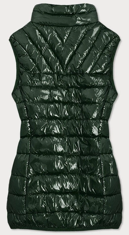 BŁYSZCZĄCY BEZRĘKAWNIK ZE STÓJKĄ DAMSKI ZIELONY (B0108)