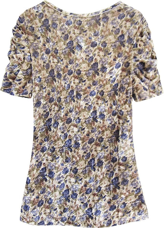 WELUROWA BLUZKA W KWIATY ZŁOTO-GRANATOWA (3682/1)