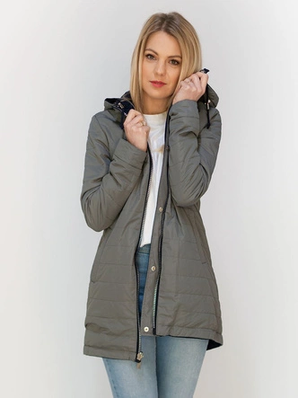 DWUSTRONNA PARKA Z KAPTUREM GRANATOWO-SZARA (W303)