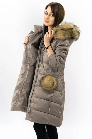 Pikowana damska kurtka zimowa brązowa (gww1988)