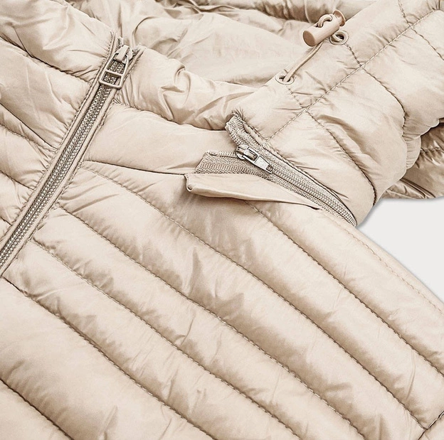 PIKOWANA KURTKA Z KAPTUREM BEŻOWA (191130)