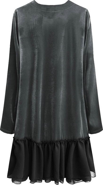 WELUROWA SUKIENKA Z FALBANĄ GRAFITOWA (486ART)