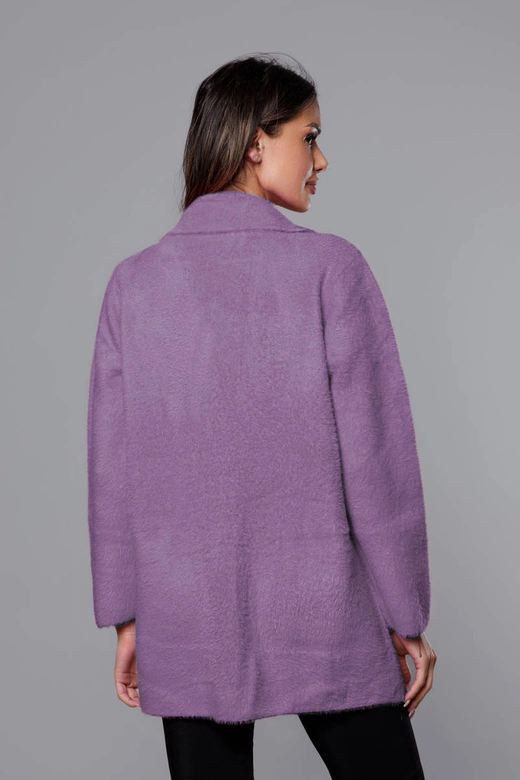 Krótka wełniana narzutka alpaka fiolet (7108-1)