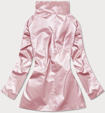 Cienka kurtka damska ze stójką różowa (ag5-017)