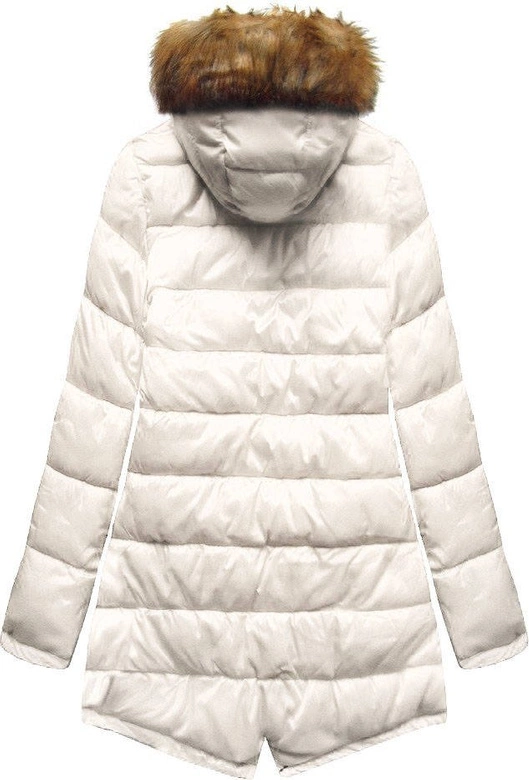 DWUSTRONNA ZIMOWA PARKA DAMSKA Z KAPTUREM ZIELONA-ECRU (B2636)