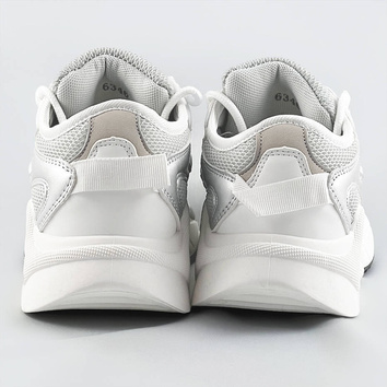 Sznurowane sneakersy z kolorowymi wstawkami biało-szare (6346)