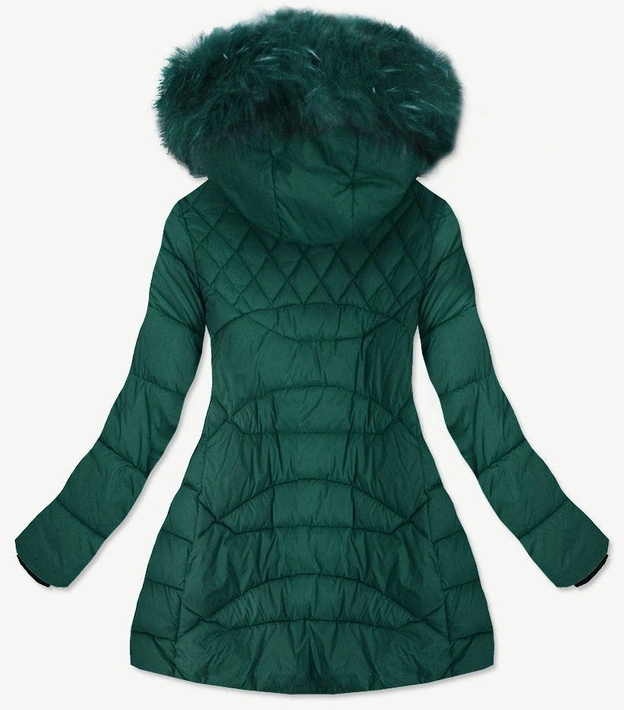 PIKOWANA DAMSKA KURTKA Z KAPTUREM ZIELONA (808)