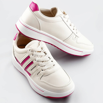 Sportowe buty damskie ecru-róż (ad-587)