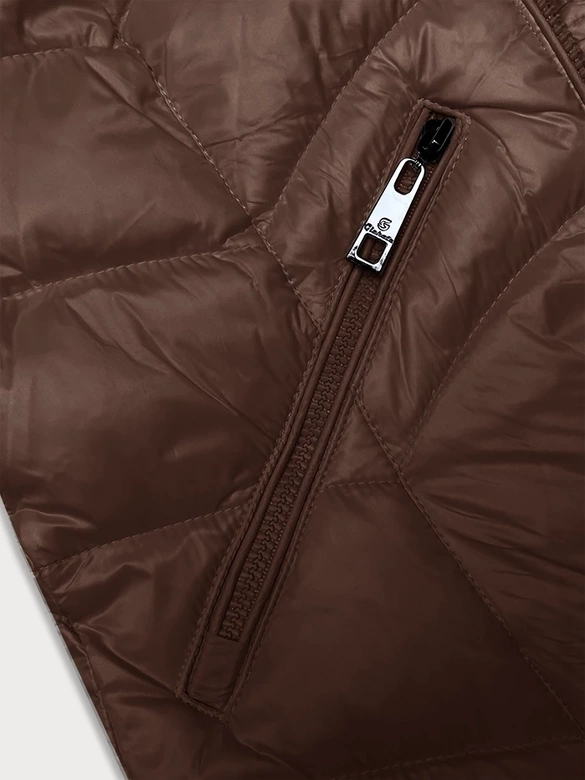 Przejściowa pikowana kurtka z kapturem damska Glakate camel (LU-2202)