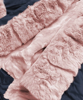 PARKA DAMSKA ZIMOWA NA MISIU GRANAT-RÓŻ (BR529-3081)