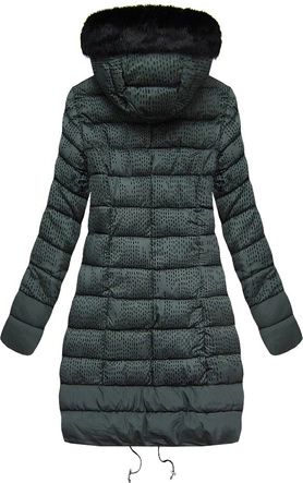 DAMSKA ZIMOWA PIKOWANA KURTKA Z KAPTUREM ZIELONA (J18-003)