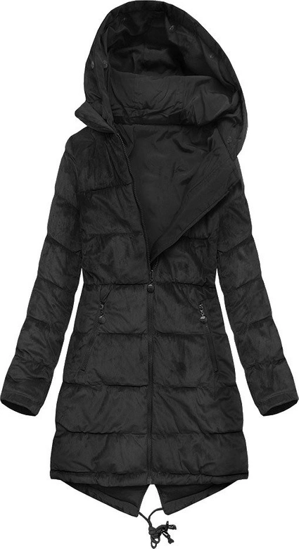 DWUSTRONNA DAMSKA PARKA ZIMOWA WELUROWA CZARNA (7911)