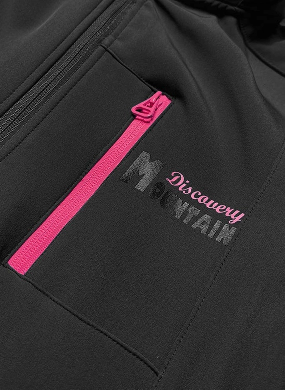 DAMSKA KURTKA TREKKINGOWA CZARNO-RÓŻOWA (HH029)