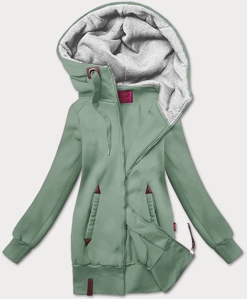 Gładka bluza damska z kapturem LHD szarozielona (AMG169)