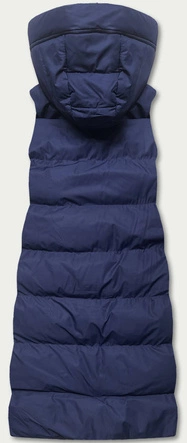 Długa puchowa kamizelka damska granatowa (5m728-215)