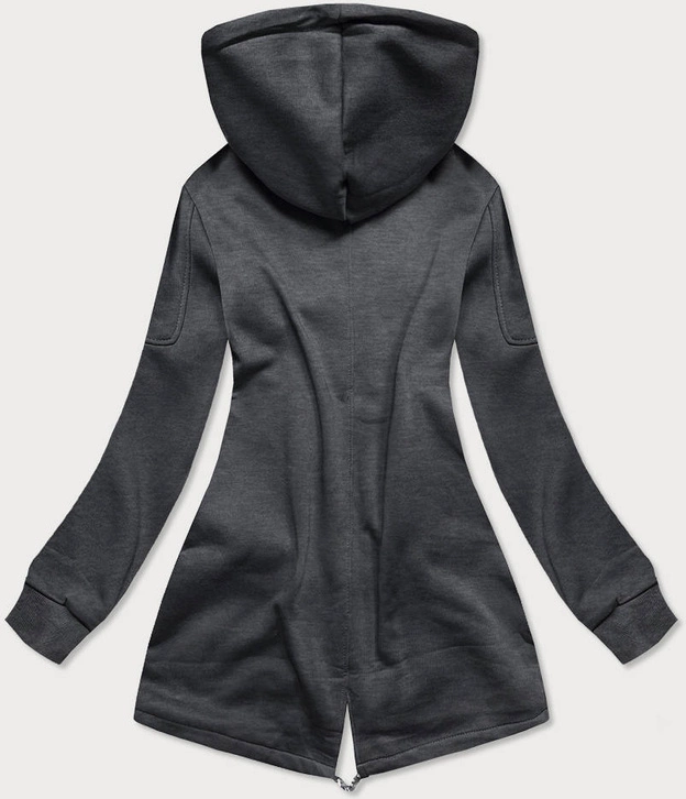 Długa damska bluza z kapturem grafitowa (amg705)