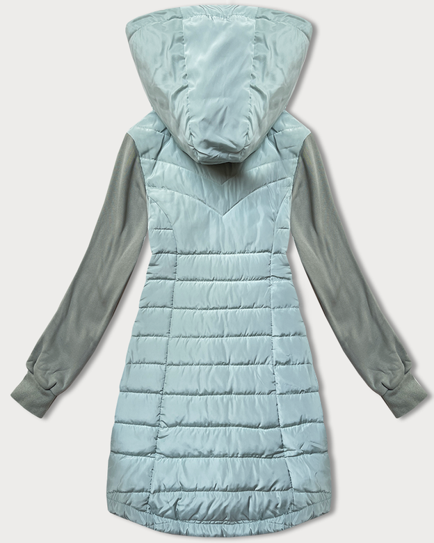 Bluza-kurtka damska z dresowymi rękawami LHD szarozielona (AMG-302)