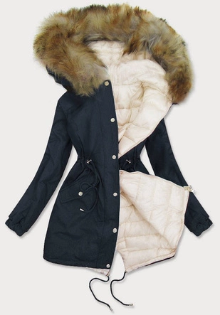 DWUSTRONNA PARKA GRANATOWA-ECRU (B507)