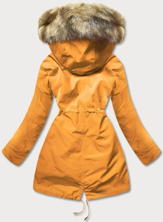 Ciepła kurtka zimowa damska żółta-ecru (w629)