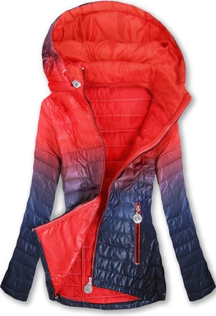 KURTKA OMBRE Z KAPTUREM CZERWONO-GRANATOWA (W616)