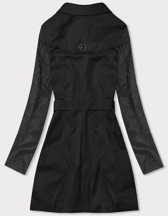 DAMSKI PŁASZCZ Z ŁĄCZONYCH MATERIAŁÓW CZARNY (M206)