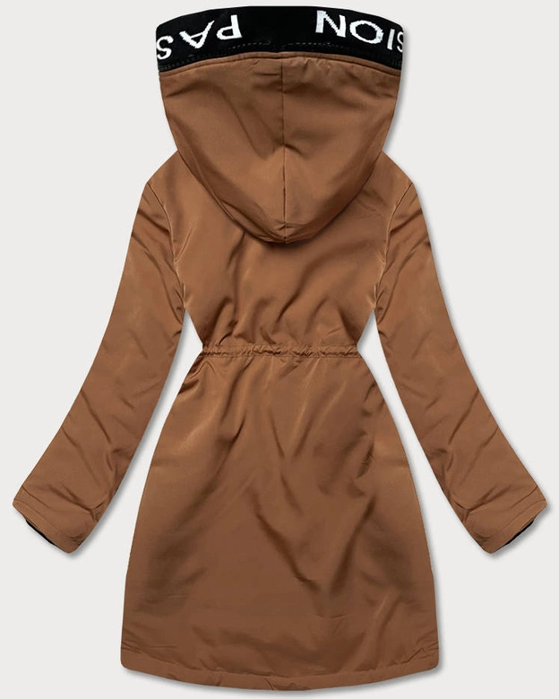 Damska kurtka z futrzaną podszewką karmelowa (B8115-22)