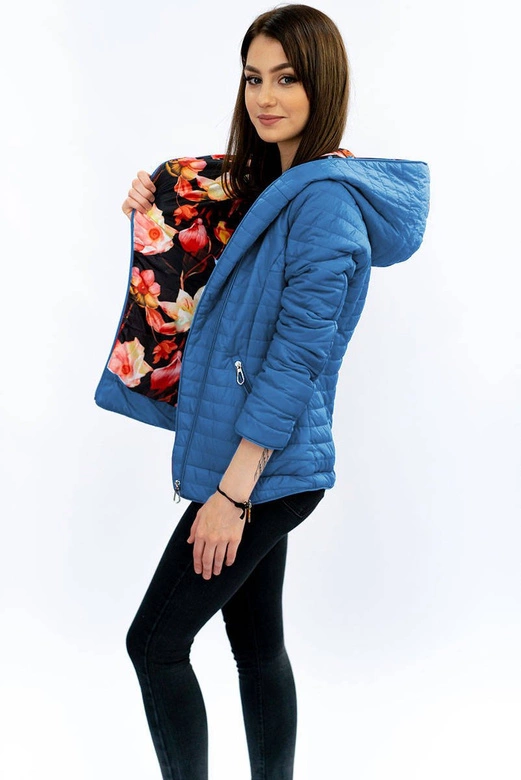 Kurtka z asymetrycznym zamkiem niebieska (dl015)