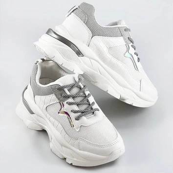 Sznurowane buty sportowe damskie biało-szare (lu-3)