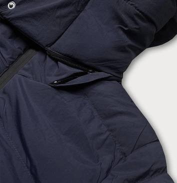 Pikowana kurtka przejściowa z paskiem granatowa (23060-1)