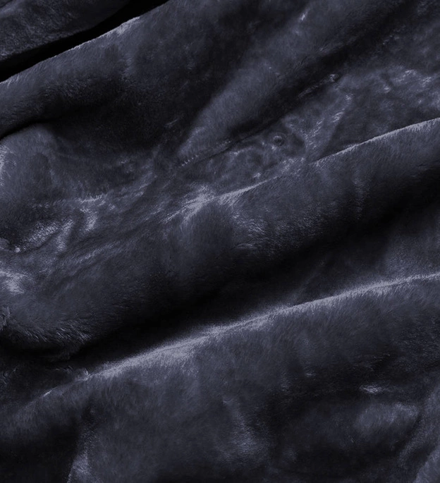 Kurtka zimowa damska z futrzaną podszewką granatowa (b550-3)