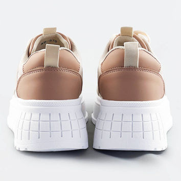 DAMSKIE SNEAKERSY NA GRUBEJ PODESZWIE BEŻOWE (AD-570)
