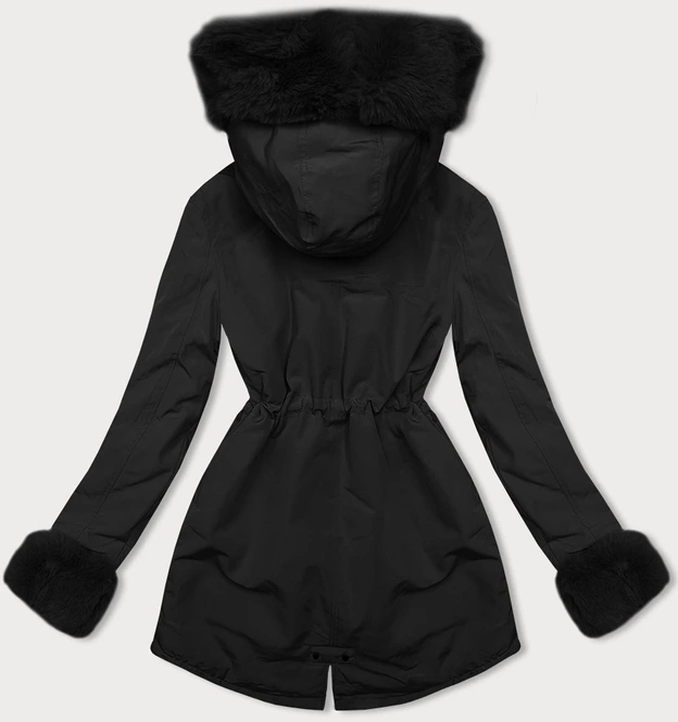 Krótka parka zimowa na futerku czarna (16M9062-392)