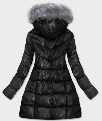 TRAPEZOWA ZIMOWA KURTKA DAMSKA CZARNA (B9559-1)