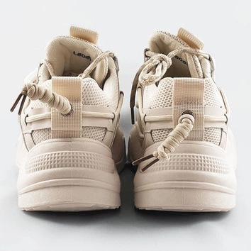 SZNUROWANE SNEAKERSY Z KLAMRĄ BEŻOWE (L8085)