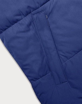 Krótka kamizelka damska z kapturem j.style ciemny niebieski-czarny (16M9112-184)