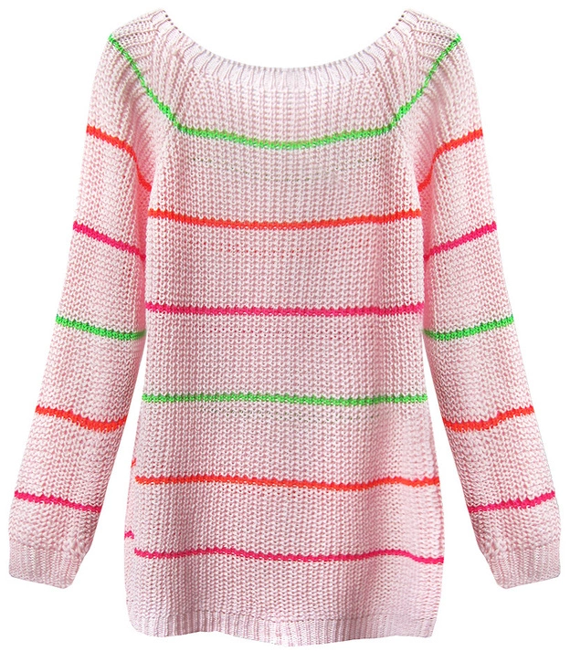 AŻUROWY SWETER W PASECZKI RÓŻOWY (275ART)