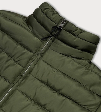 KURTKA DAMSKA  Z FUTRZANYM SZALIKIEM KHAKI (1587)