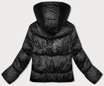 Puchowa krótka kurtka zimowa czarna (B8193-1)