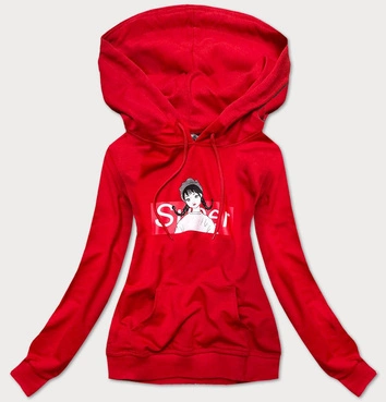 Damska bluza sportowa z kapturem czerwona (n4596)