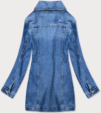 Długa damska kurtka jeansowa oversize niebieska (x-761)