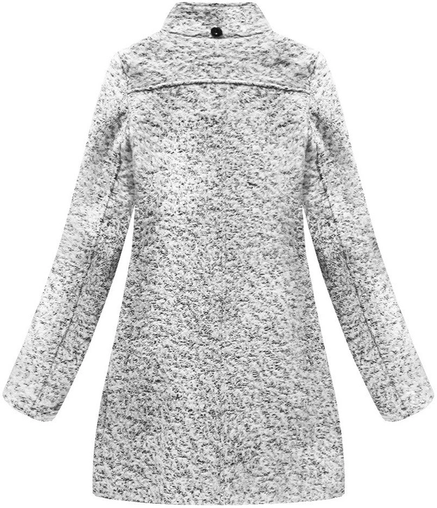 PŁASZCZ Z ASYMETRYCZNYM ZAMKIEM BIAŁY MELANŻ (174ART)