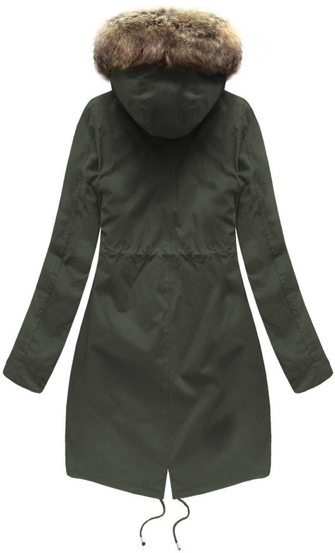 Zimowa damska parka z podpinką i kapturem army (7626)