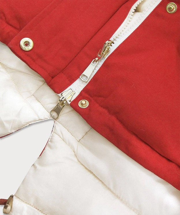 DWUSTRONNA PARKA CEGLANA-ECRU (B507)