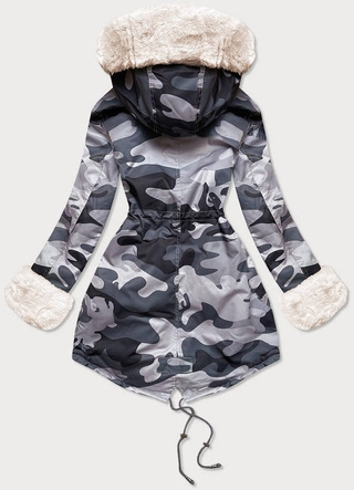 ZIMOWA PARKA DAMSKA MORO SZARO-BIAŁA (B524-70046)