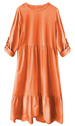 BAWEŁNIANA SUKIENKA OVERSIZE POMARAŃCZOWA (278ART)