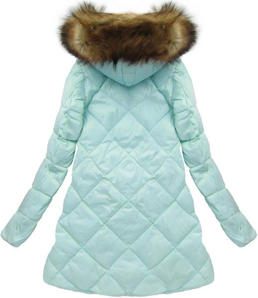PIKOWANA KURTKA Z PUCHEM NATURALNYM BŁĘKITNA (8070)